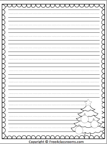 Free Christmas Tree Primary Writing Paper Writing Paper Christmas