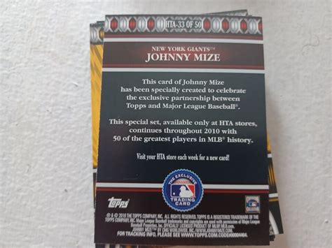 Topps Logoman Hta Johnny Mize New York Giants Hof Ebay