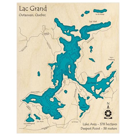 Grand Lake 3d Custom Wood Map Lake Art Llc