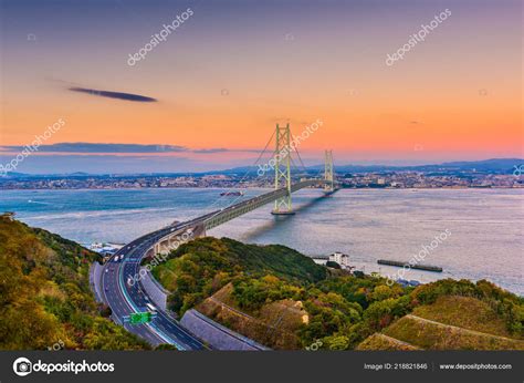 Ilha Awaji Jap O Vista Ponte Akashi Kaikyo Ohashi Que Abrange Foto