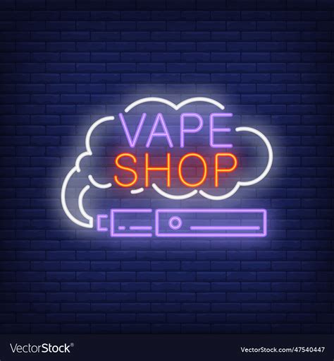 Vape Shop Neon Sign With Cigarette Royalty Free Vector Image