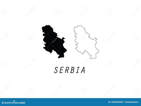 Serbia Outline Map National Borders Stock Vector - Illustration of land ...