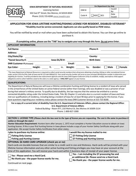 Dnr Form 542 1412 Download Fillable Pdf Or Fill Online Application For