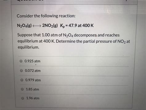 Solved Consider The Following Reaction N O G No G Chegg