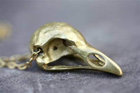 Bird Skull Necklace RAW BRASS Necklace Skull Necklace Witch Etsy UK