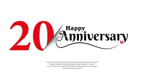 Premium Vector 20th Anniversary Celebration Vector Template With Red And Black On White