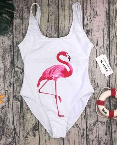 Sexy One Piece Flamingo Print Swimsuit on Luulla