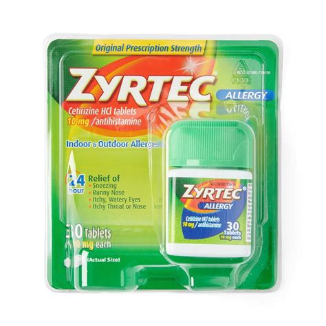 Zyrtec Allergy 24 Hour Relief 10 Mg Tablets 30ct