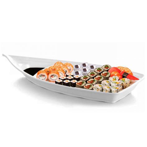 Kit Barco Barca Cm Molheira Comida Japonesa Sushi Sashimi