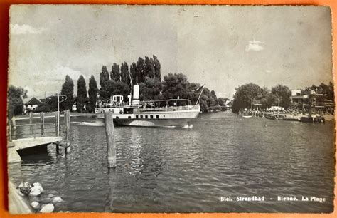 BIEL BIENNE STRANDBAD LA PLAGE DAMPFSCHIFF 1949 Kaufen Auf