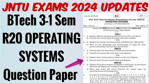 Jntu 3 1 Sem R20 Operating Systems Question Paper R20 Btech Operating System Imp Questions