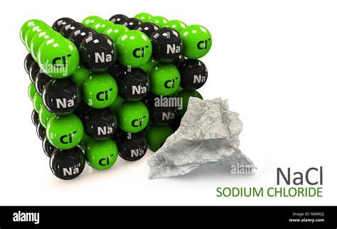 Sodium chloride rock salt, halite, table salt , crystal structure. Na Cl Stock Photo - Alamy