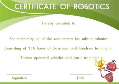 12 Robotics Certificate Templates For Training Institutes Trainers