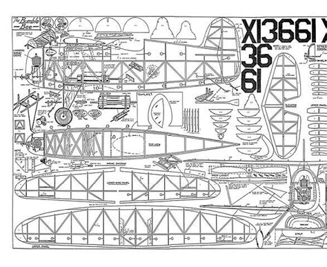 Bumble Bee F F Biplane Wingspan Rc Model Airplane Printed Plans