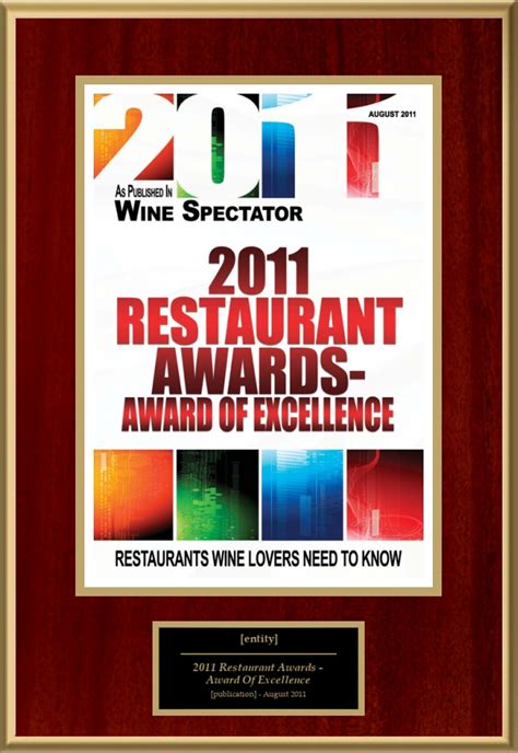 2011 Restaurant Awards - Award Of Excellence | American Registry ...