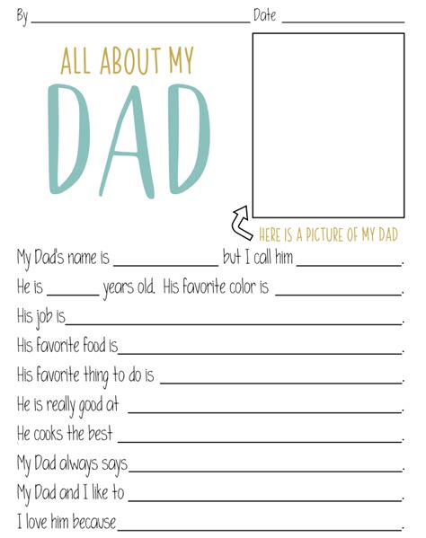 Free All About My Dad Printable Questionnaire Perfect For Fathers Day