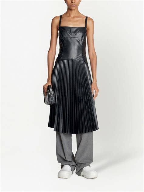 Proenza Schouler White Label Pleated Dropped Waist Dress Black FARFETCH