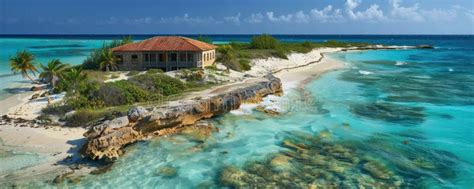 Breathtaking Aerial View Of Exotic Caribbean Island With Pristine