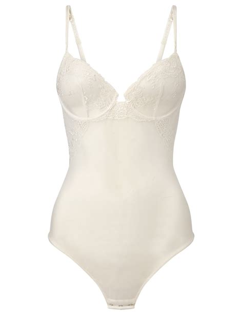 La Perla Cream Sheer Lace Body Suit In White Natural Lyst