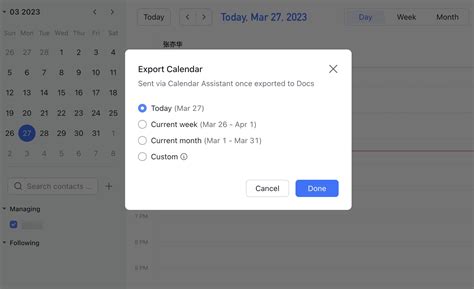Export your calendar