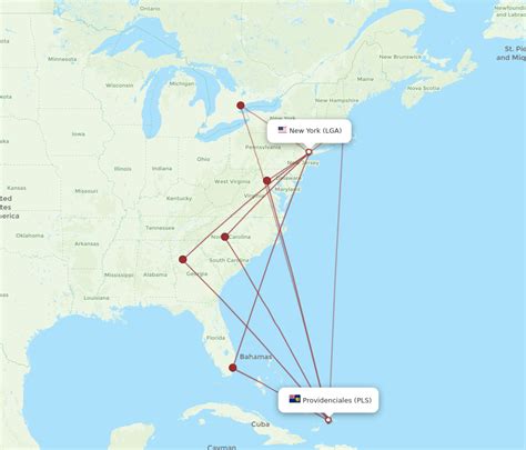 All Flight Routes From Providenciales To New York Pls To Lga Flight