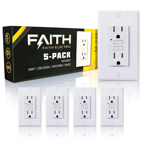 Free Shipping Faith 5 Pack 15a Gfci Outlets Slim Tamper Resistant