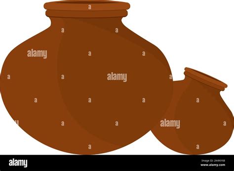 Handmade Clay Pots Illustration Vector On A White Background Stock