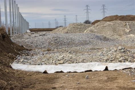 Geotextile Used In Road Construction Stock Photo Image