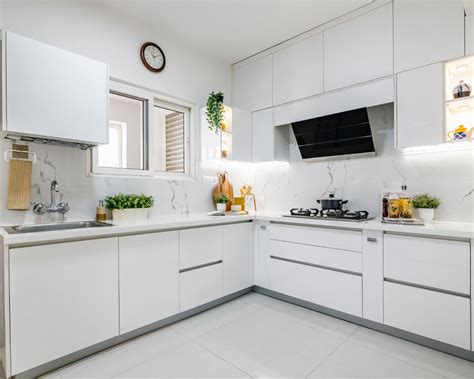 White Ceramic Wall Tiles Design For Kitchens Livspace