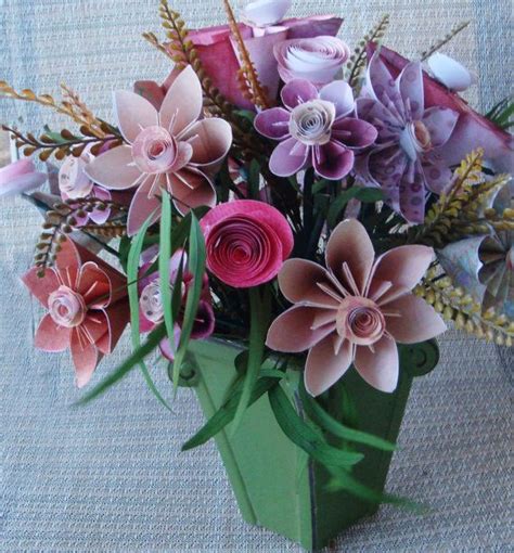 Origami Paper Flower Arrangement In Pinks Greens Valentines Etsy Paper Flower Arrangements