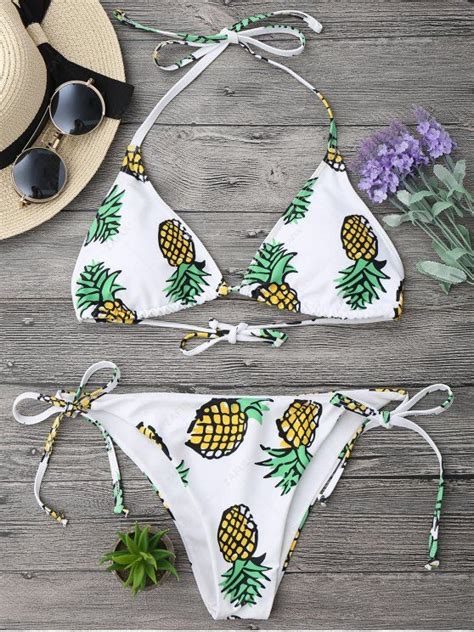 Pineapple String Bikini Set White Bikinis Xl Zaful