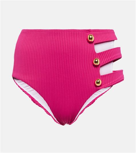 Alexandra Miro Della Cutout Bikini Bottoms Pink Editorialist