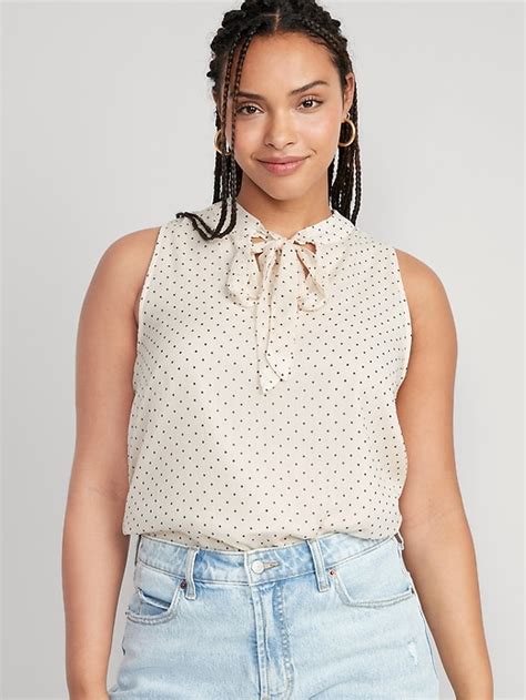 High Neck Bow Front Chiffon Top For Women Old Navy