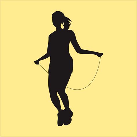 Rope Jumping Female Silhouette Vector Eps Png
