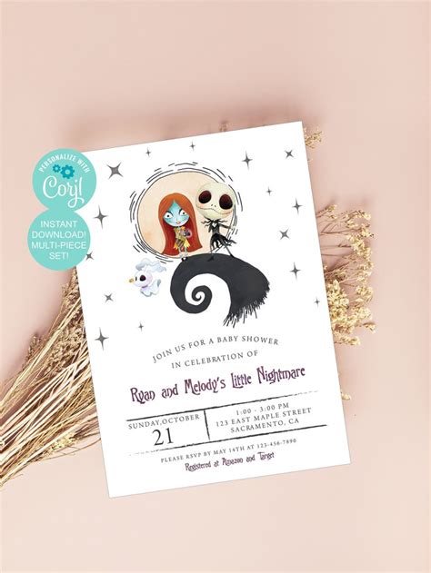 Nightmare Before Christmas Baby Shower Invitation Nightmare Etsy