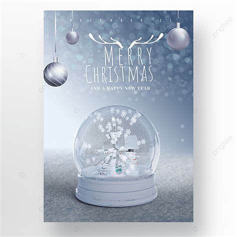 White Snowing Christmas Poster Template Download on Pngtree