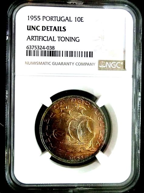 Ngc Unc Details Portugal Ship Silver Escudos Un