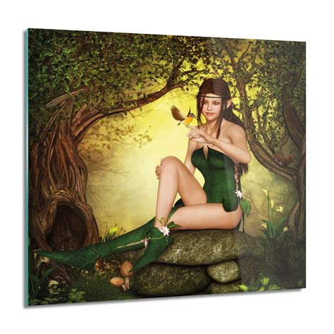 ArtprintCave Obraz na szkle Wróżka elf las ptak 60x60 cm