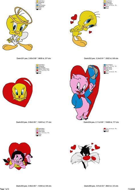 20 Looney Tunes Machine Embroidery Designs Tweety Bird Etsy