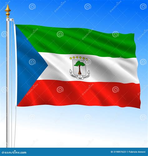 Equatorial Guinea Official National Waving Flag Africa Stock Vector