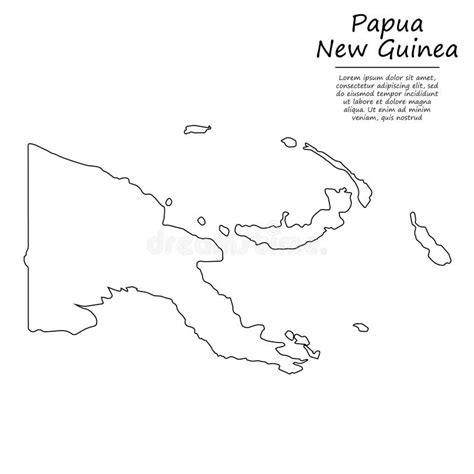 Simple Outline Map Of Papua New Guinea Silhouette In Sketch Lin Stock