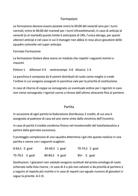 Regole Del Fantacalcio 2