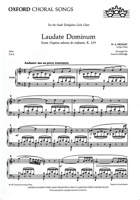 Amazon Laudate Dominum Mozart Wolfgang Amadeus Lethbridge Philip