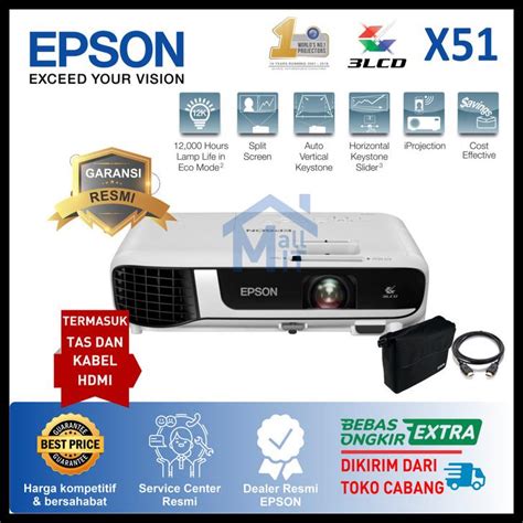 Jual PROYEKTOR EPSON EB X51 EBX51 EB X51 PENGGANTI EB X450 XGA 3800