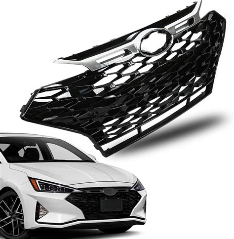 Silscvtt Front Bumper Hood Grille Upper Glossy Black Frame Mesh Style