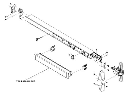 VON DUPRIN PBKIT 99 3 US26D 98/99 Push Bar Retrofit Kit - 3' Door