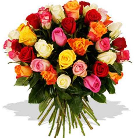 A Bouquet Of 50 Roses In All Colors Mixed Colors Roses Fleurs De La