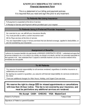 Fillable Online Financial Agreement Form Knowles Chiropractic Fax