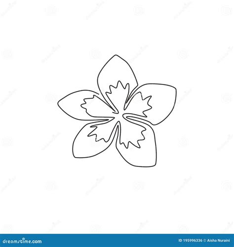 Single Continuous Line Drawing Of Beauty Fresh Plumeria For Garden Logo