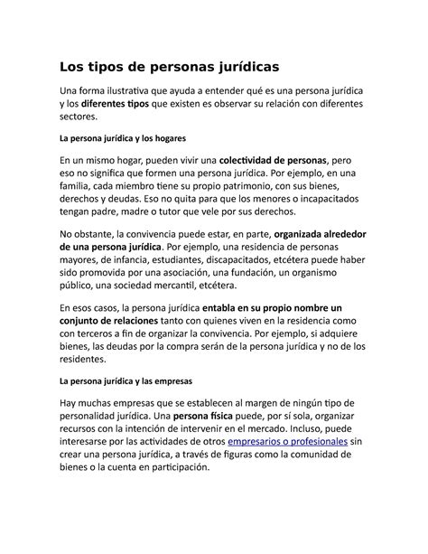 Los tipos de personas jurídicas Los tipos de personas jurídicas Una